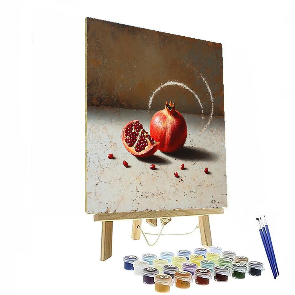 Michelangelo Inspired Comet Pomegranate Still Life painting number kit