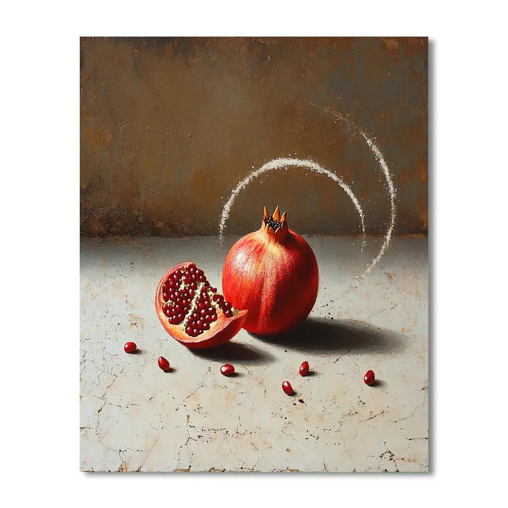 Michelangelo Inspired Comet Pomegranate Still Life painting number kit