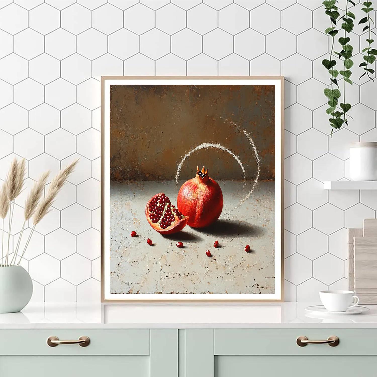 Michelangelo Inspired Comet Pomegranate Still Life painting number kit