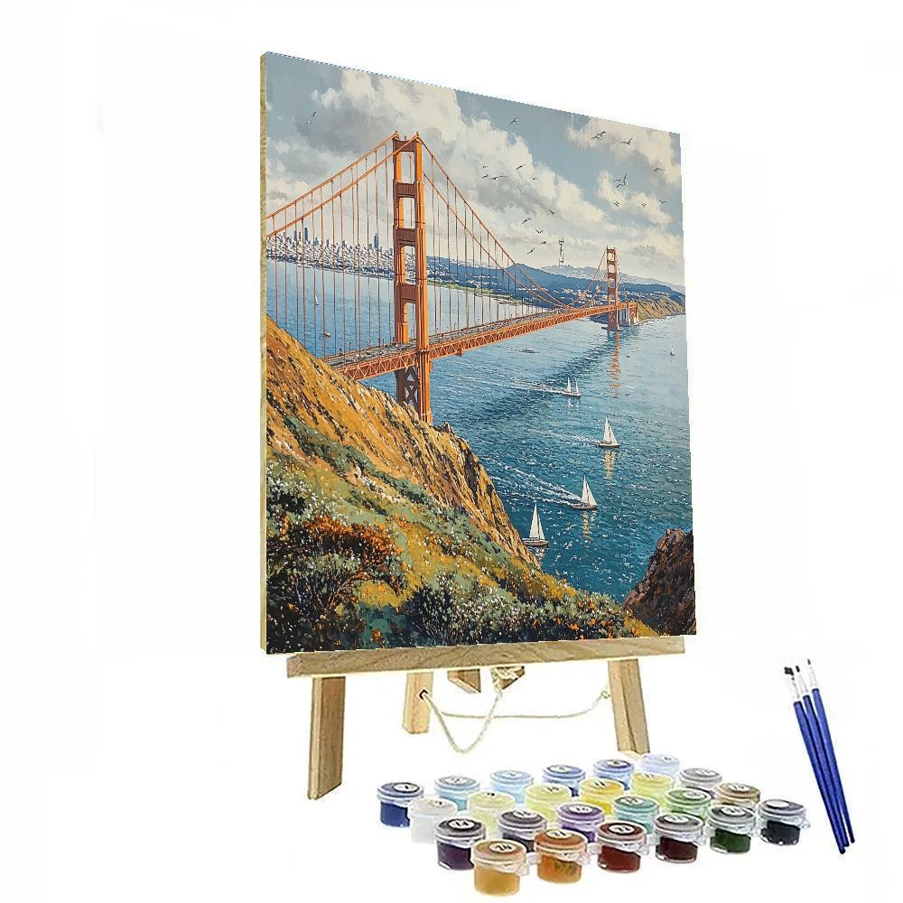 Foggy Morning At The Golden Gate Bridge Overlook San Francisco United States paint by color