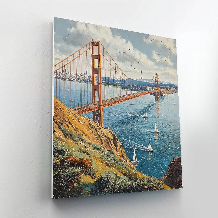 Foggy Morning At The Golden Gate Bridge Overlook San Francisco United States paint by color