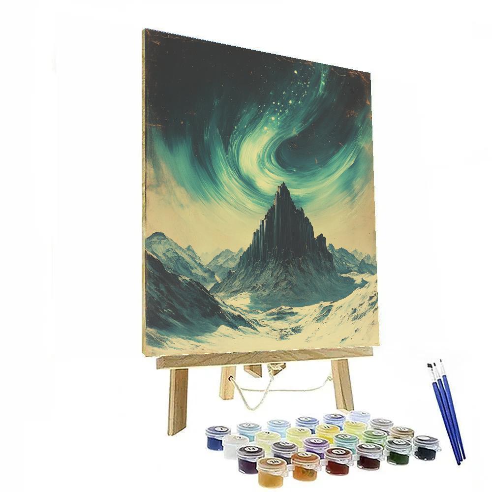 Michelangelo Inspired Aurora Folded Over Basalt Ridge paint by number