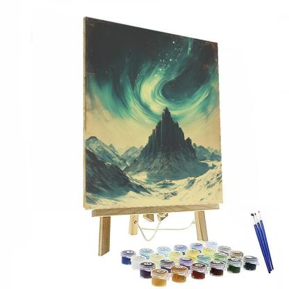 Michelangelo Inspired Aurora Folded Over Basalt Ridge paint by number