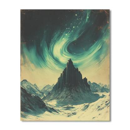 Michelangelo Inspired Aurora Folded Over Basalt Ridge paint by number