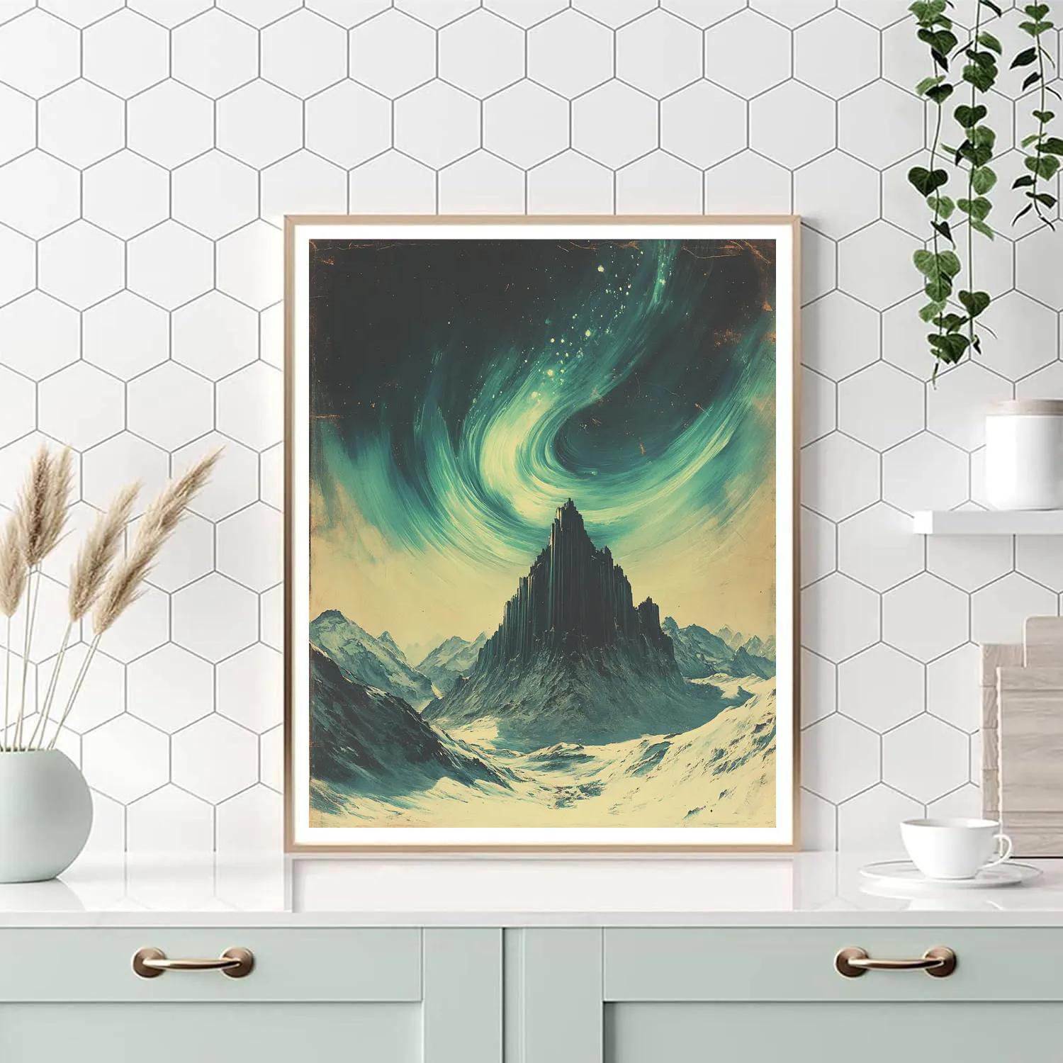 Michelangelo Inspired Aurora Folded Over Basalt Ridge paint by number