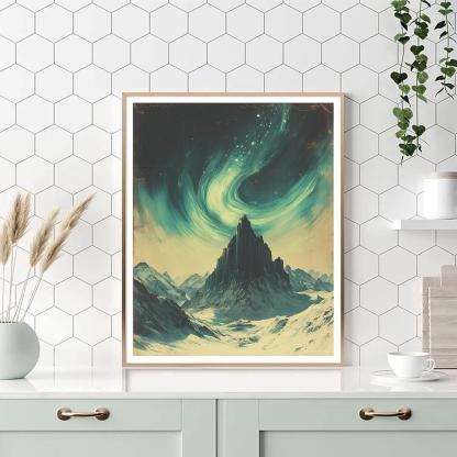 Michelangelo Inspired Aurora Folded Over Basalt Ridge paint by number