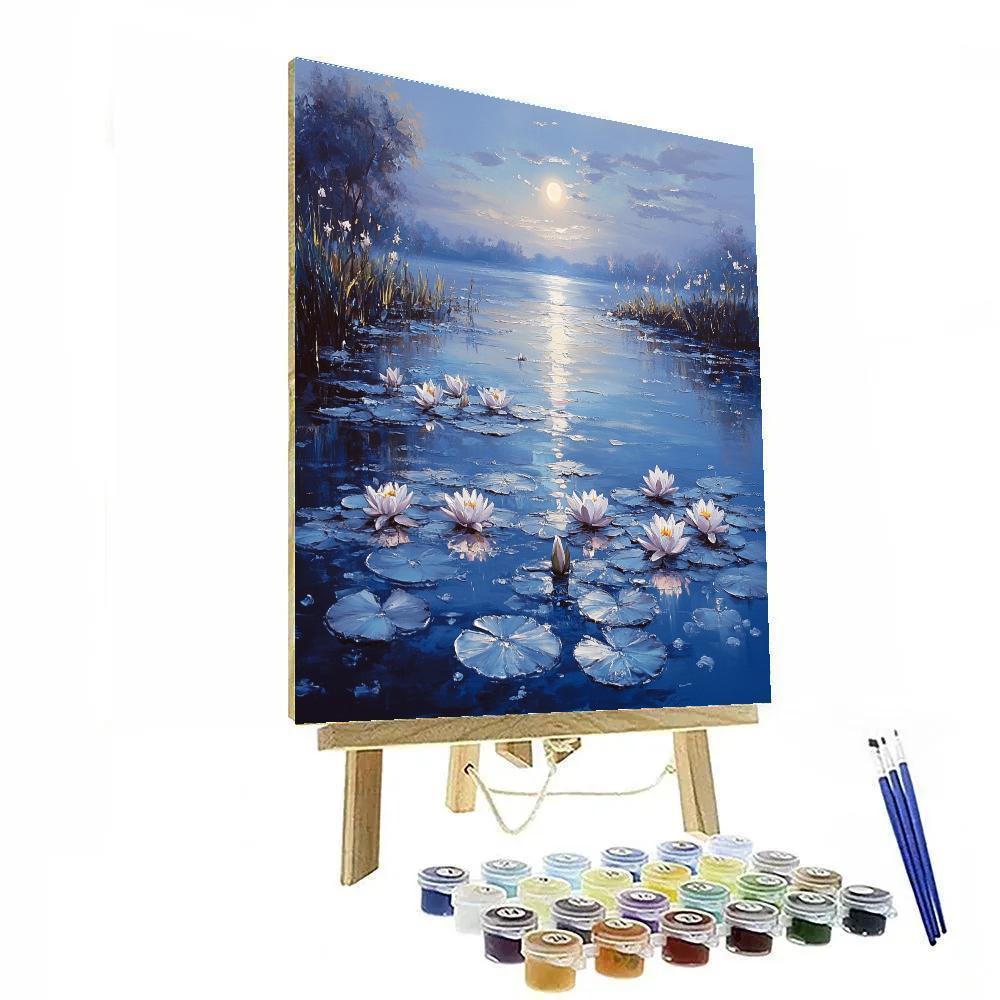 Claude Monet Inspired Water Lilies Under Moonlight painting number kit