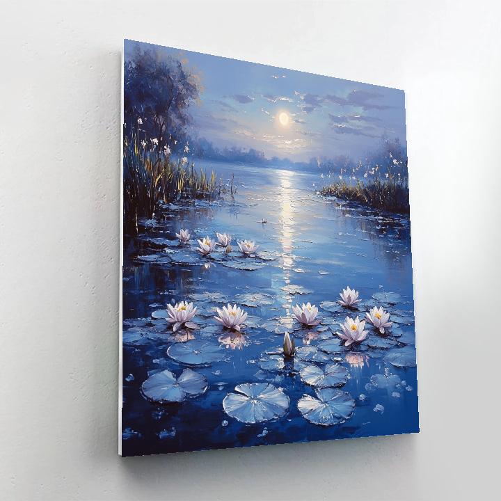 Claude Monet Inspired Water Lilies Under Moonlight painting number kit