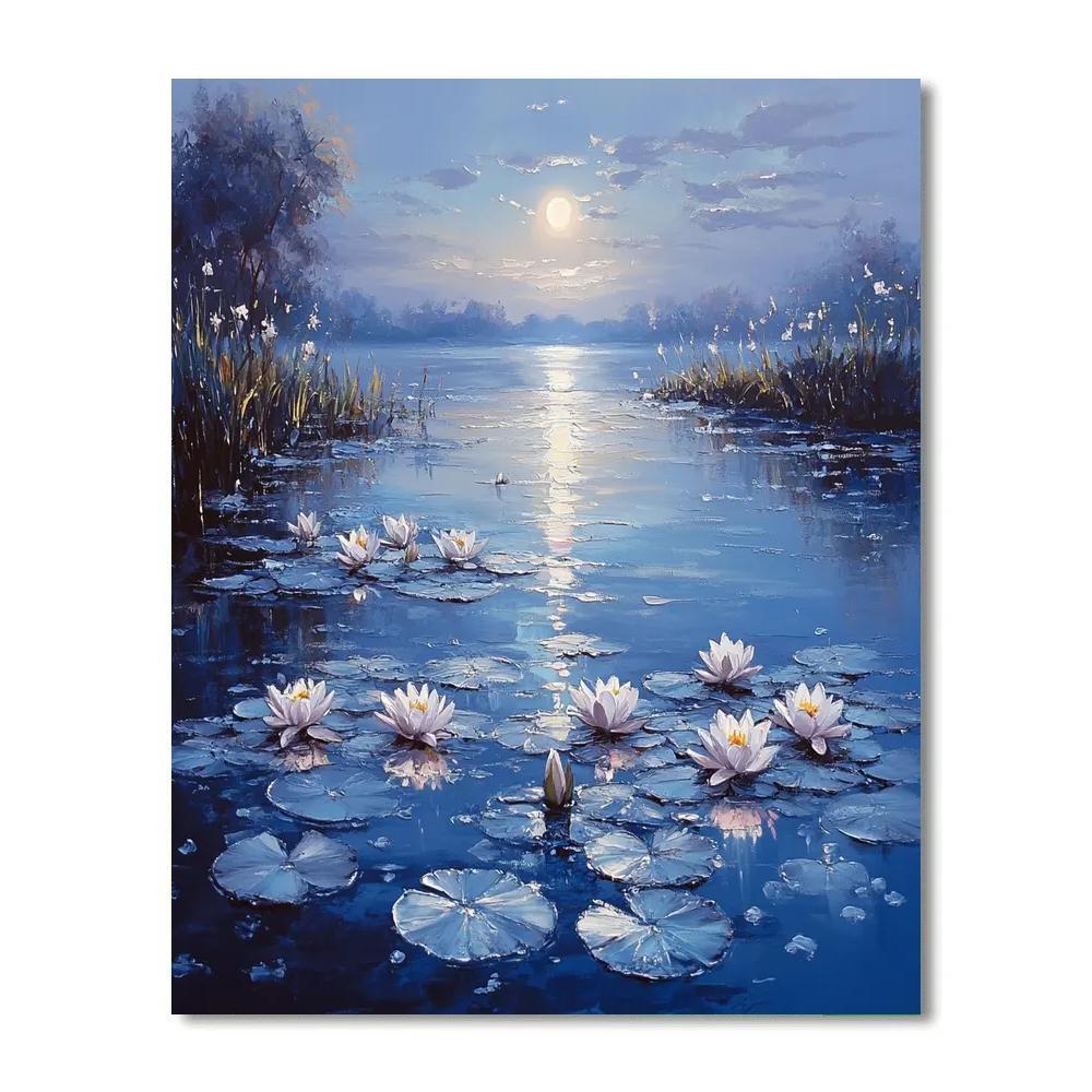 Claude Monet Inspired Water Lilies Under Moonlight painting number kit
