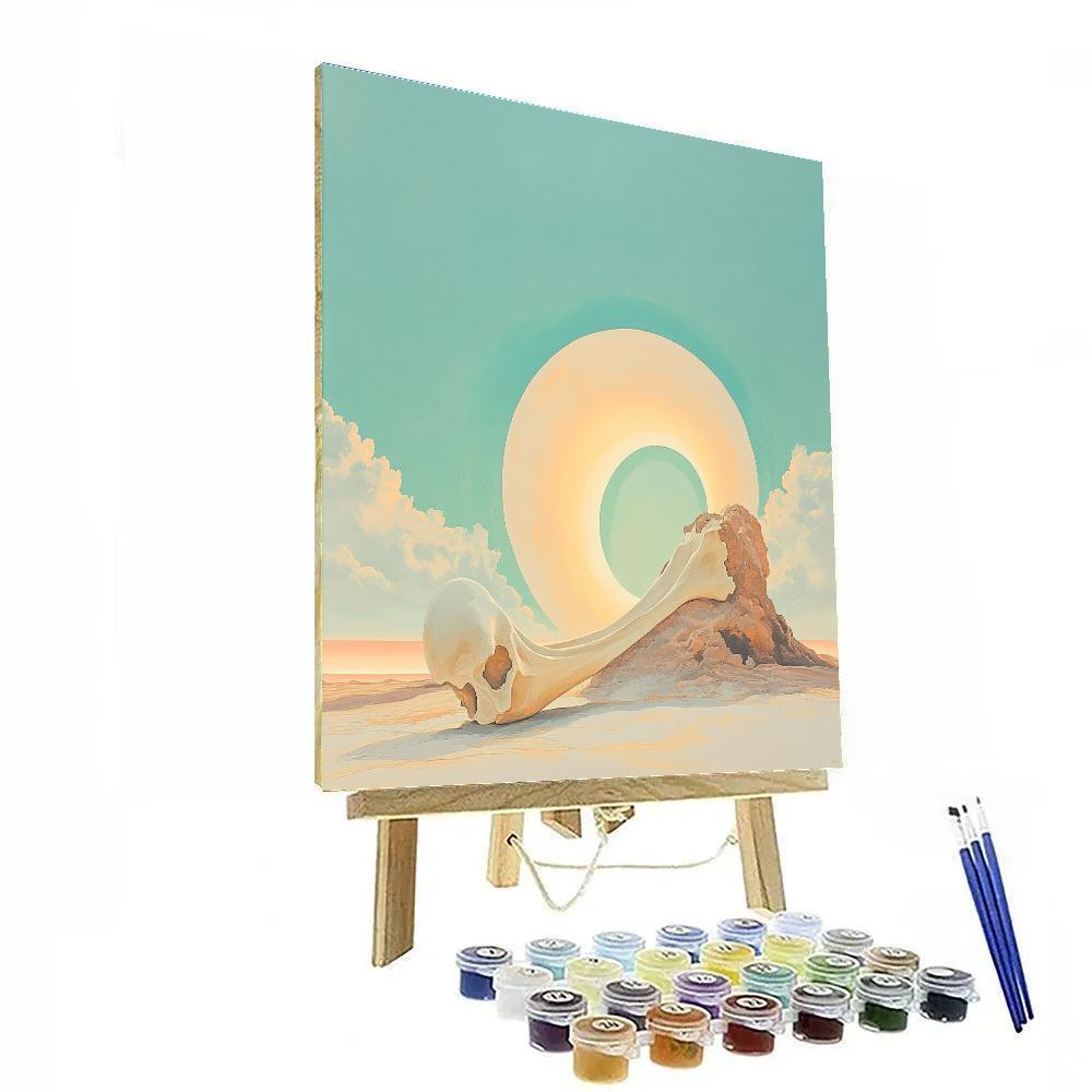 Georgia O’Keeffe Inspired Sun Bleached Pelvis Bone Halo Sky paint by numbers