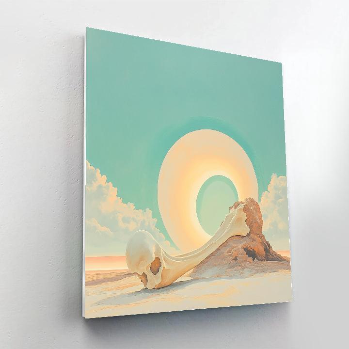 Georgia O’Keeffe Inspired Sun Bleached Pelvis Bone Halo Sky paint by numbers