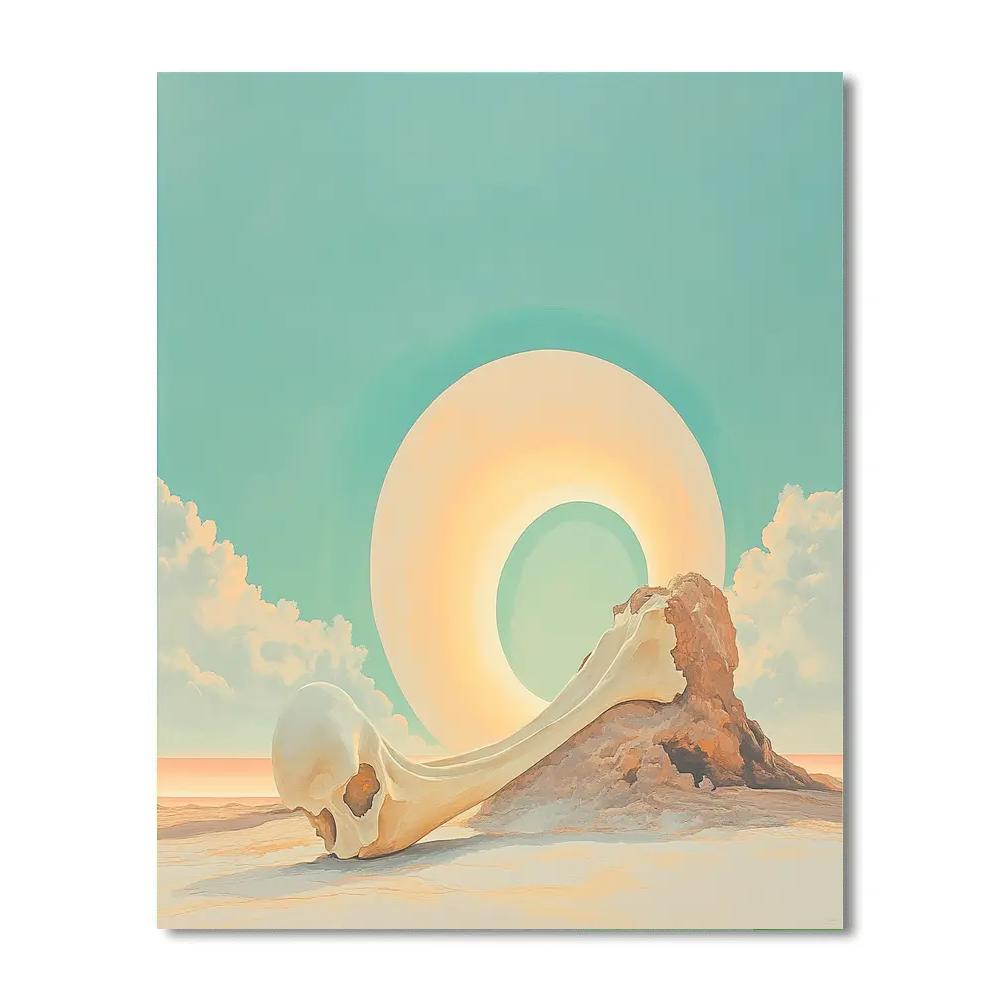 Georgia O’Keeffe Inspired Sun Bleached Pelvis Bone Halo Sky paint by numbers