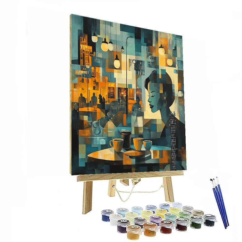 Pablo Picasso Inspired Cubist City Cafe Musicians painting number kit