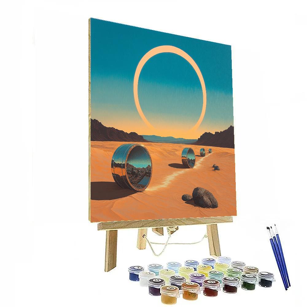 Salvador Dali Inspired Desert Eclipse Clockwork Number painting