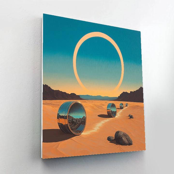 Salvador Dali Inspired Desert Eclipse Clockwork Number painting