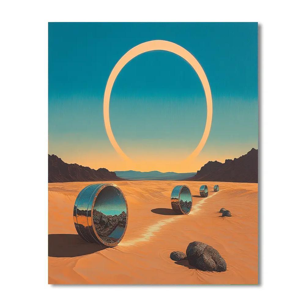 Salvador Dali Inspired Desert Eclipse Clockwork Number painting