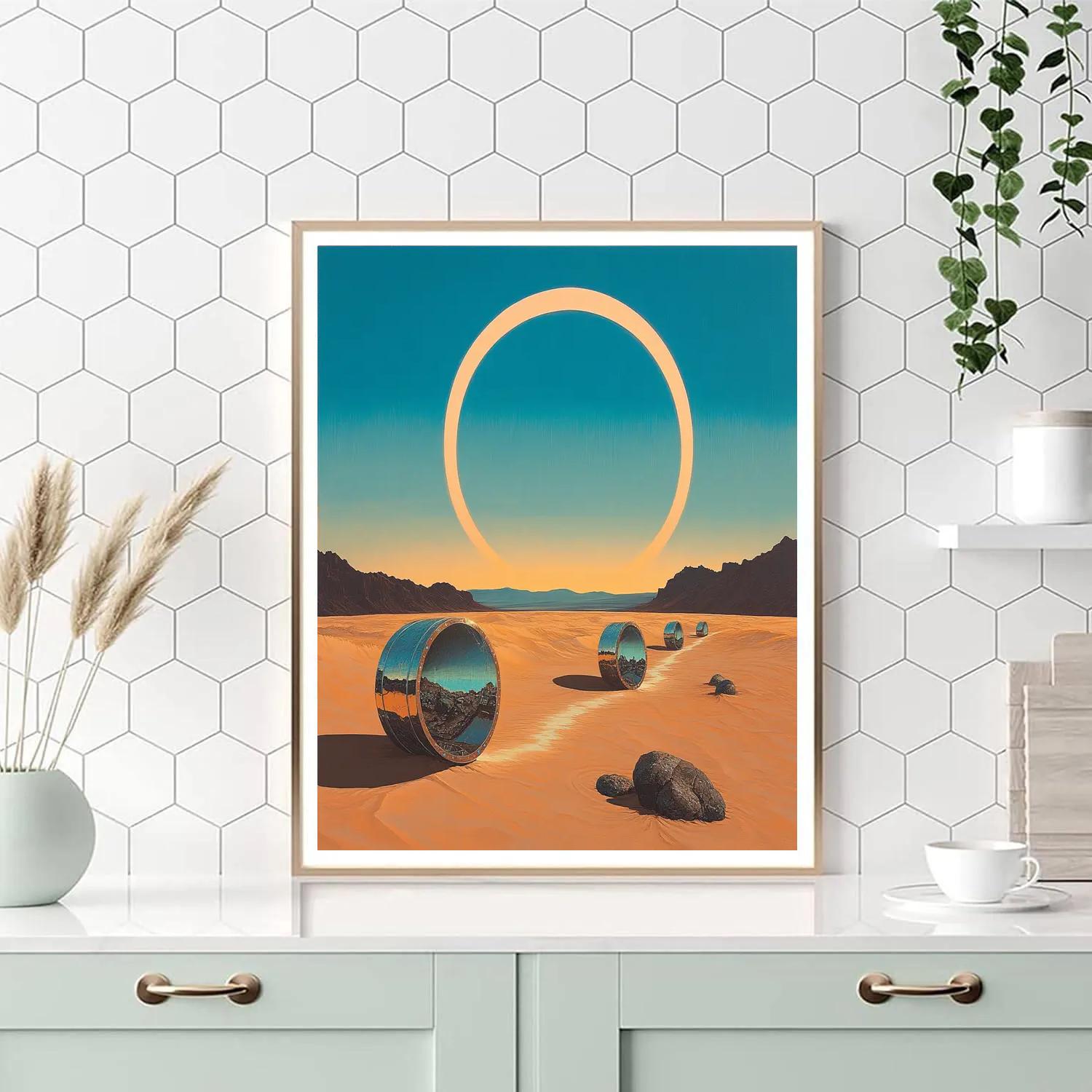 Salvador Dali Inspired Desert Eclipse Clockwork Number painting