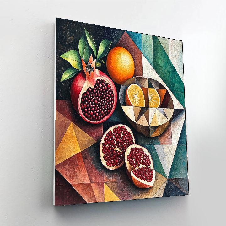 Pablo Picasso Inspired Cubist Orchard Still Life With Fractured Pomegranates paint by numbers