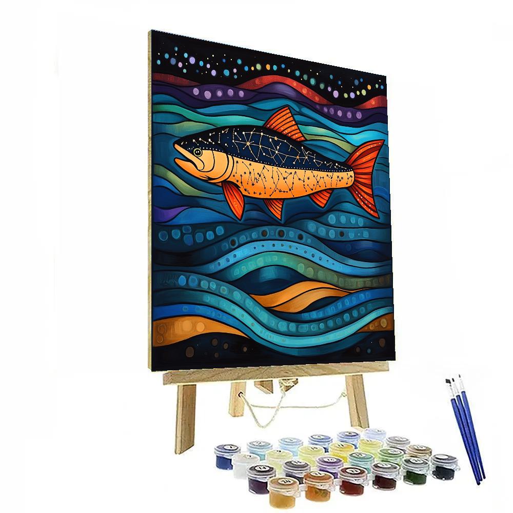Norval Morrisseau Inspired Constellation Salmon Of River Memory paint by numbers