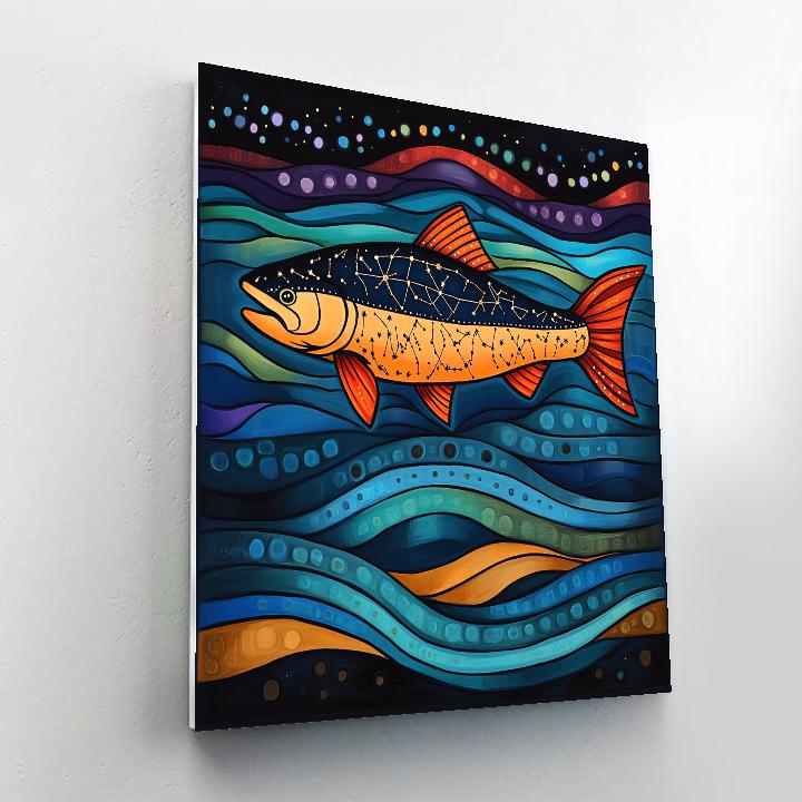 Norval Morrisseau Inspired Constellation Salmon Of River Memory paint by numbers