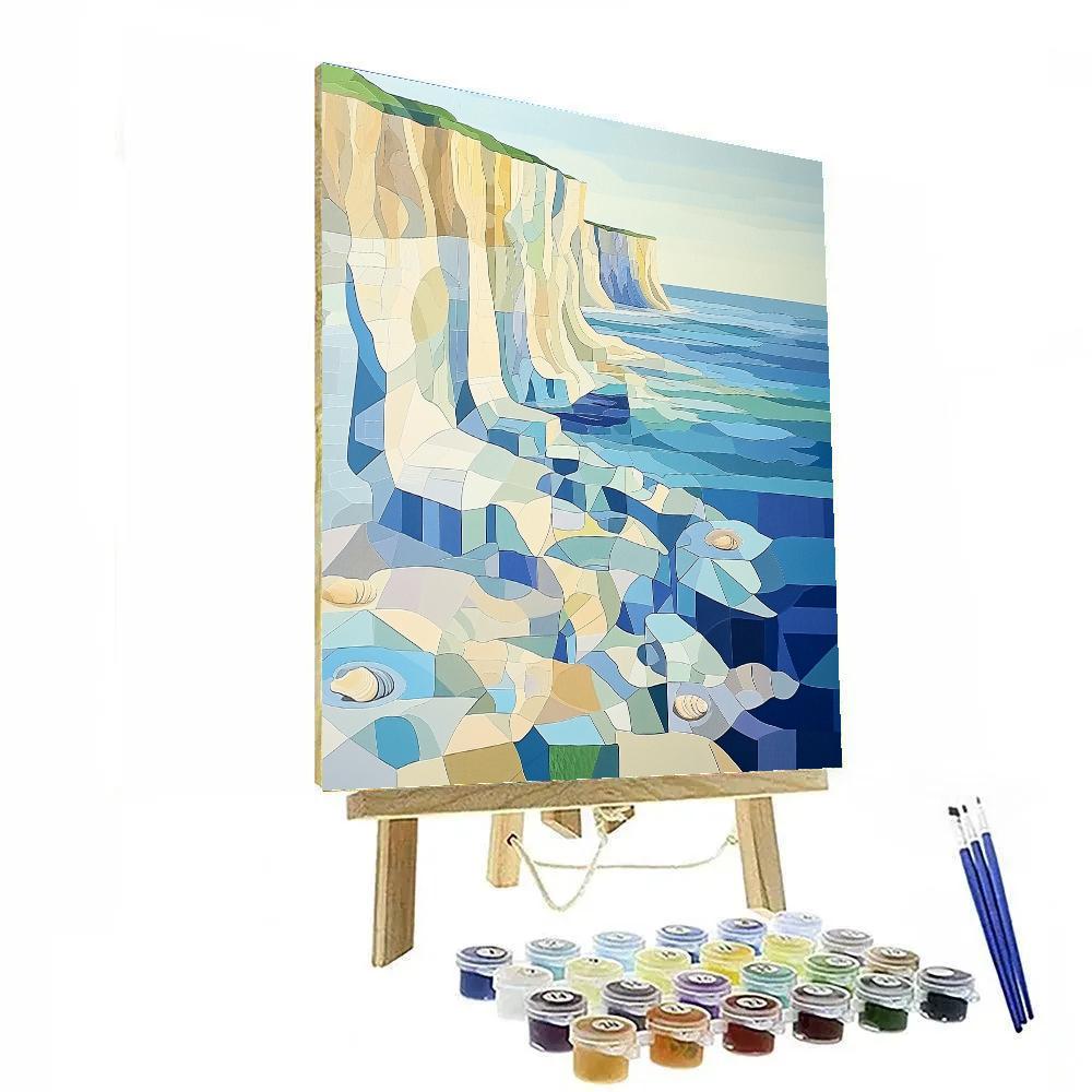 Pablo Picasso Inspired Geometric Tidepool Landscape In Prismatic Blues Number painting