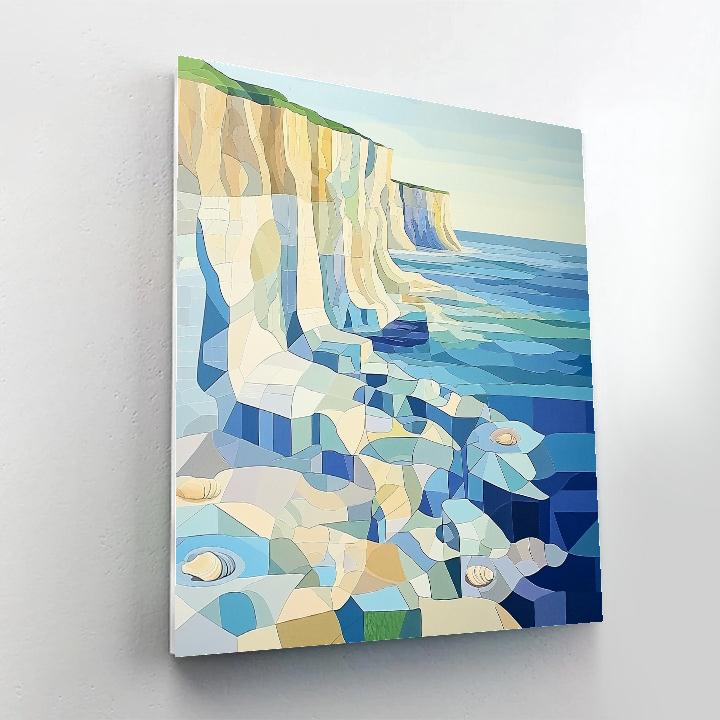 Pablo Picasso Inspired Geometric Tidepool Landscape In Prismatic Blues Number painting