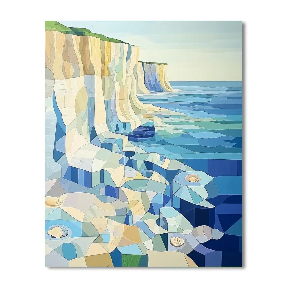 Pablo Picasso Inspired Geometric Tidepool Landscape In Prismatic Blues Number painting