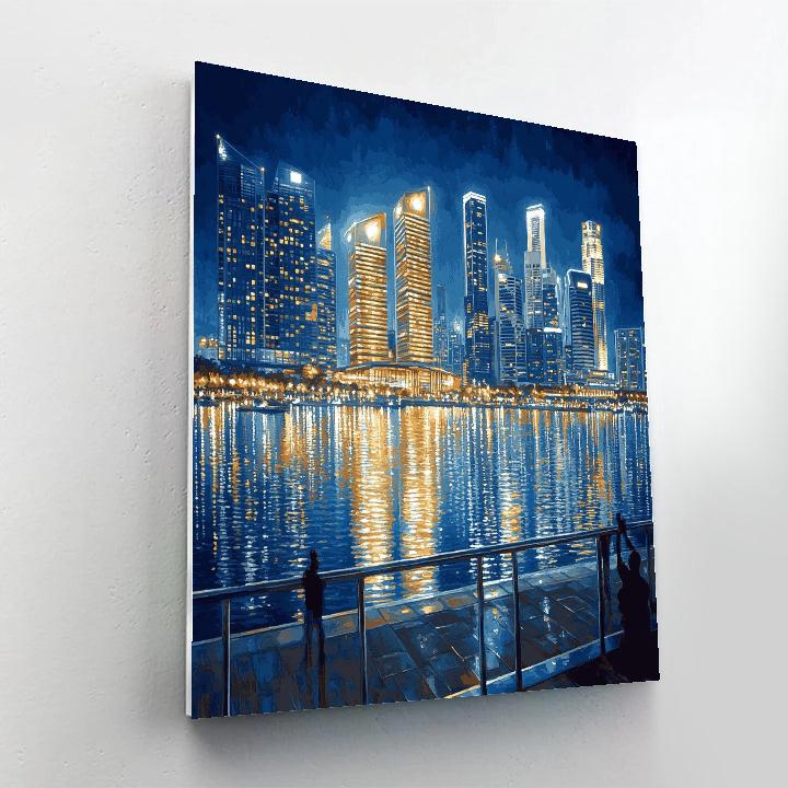 Marina Bay Skyline Reflections Singapore Number painting