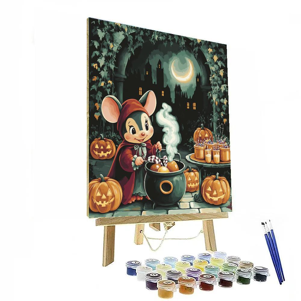 Moonlit Candy Apple Spell Class In A Castle Courtyard Paint by numbers art
