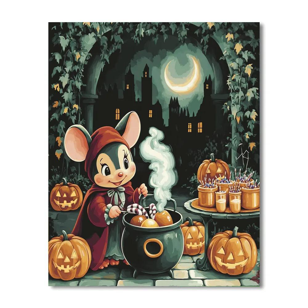 Moonlit Candy Apple Spell Class In A Castle Courtyard Paint by numbers art