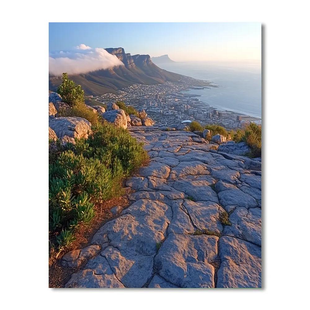 Clifftop View At Table Mountain Cable Station Cape Town South Africa painting number kit