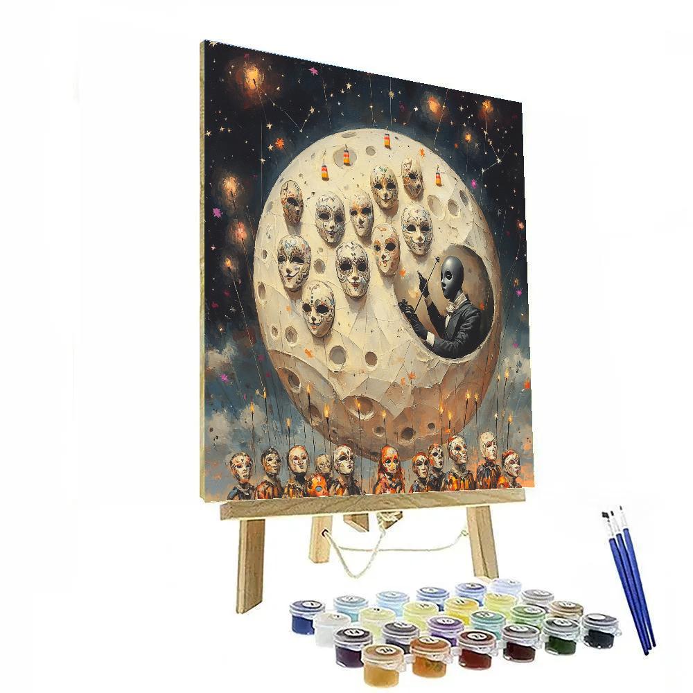 Spooky Opera Mask Parade On A Paper Moon Paint by numbers kits