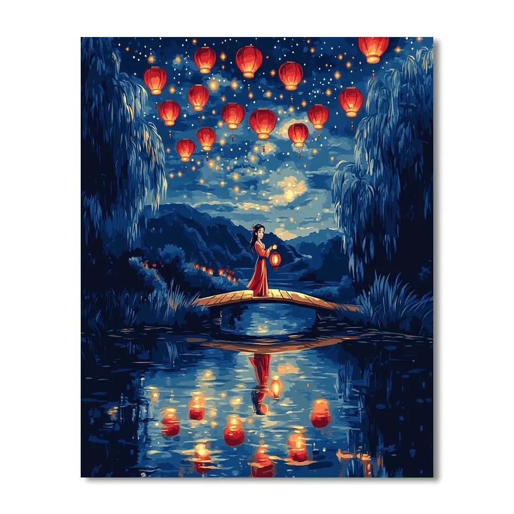 Mulan Lanterns Over Star River Painting by numbers kit