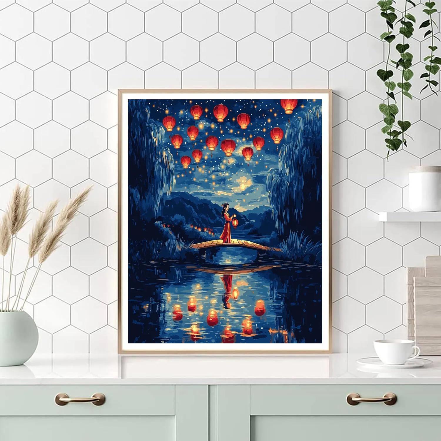 Mulan Lanterns Over Star River Painting by numbers kit