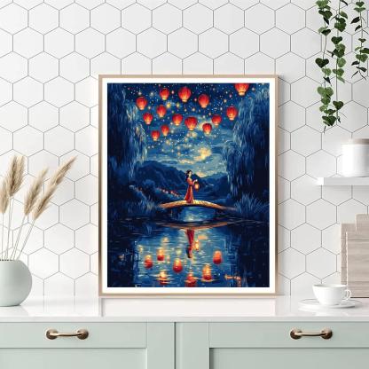 Mulan Lanterns Over Star River Painting by numbers kit