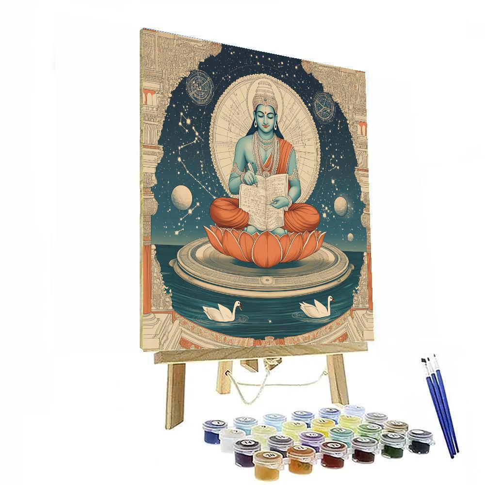 Brahma Lotus Blueprint Scribe Number painting