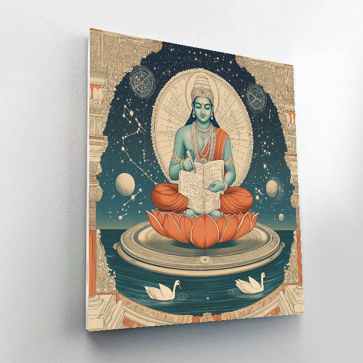 Brahma Lotus Blueprint Scribe Number painting
