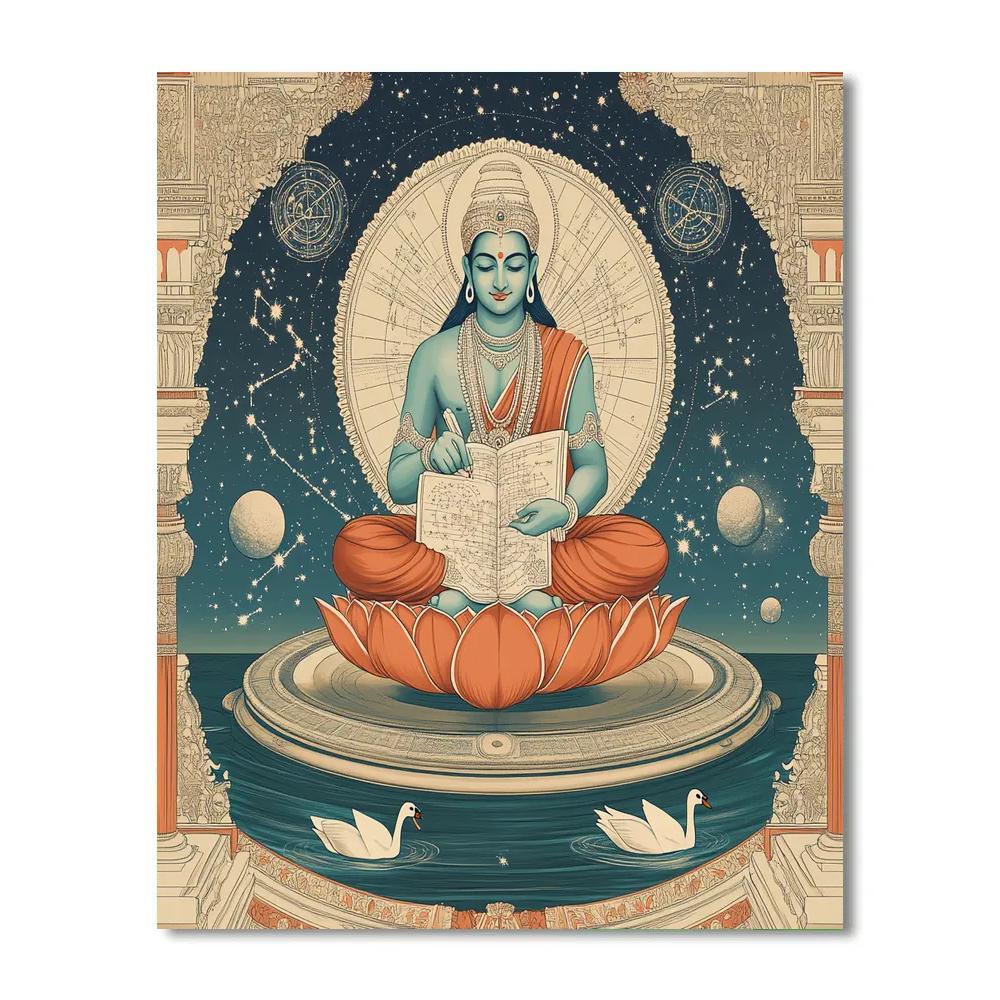 Brahma Lotus Blueprint Scribe Number painting
