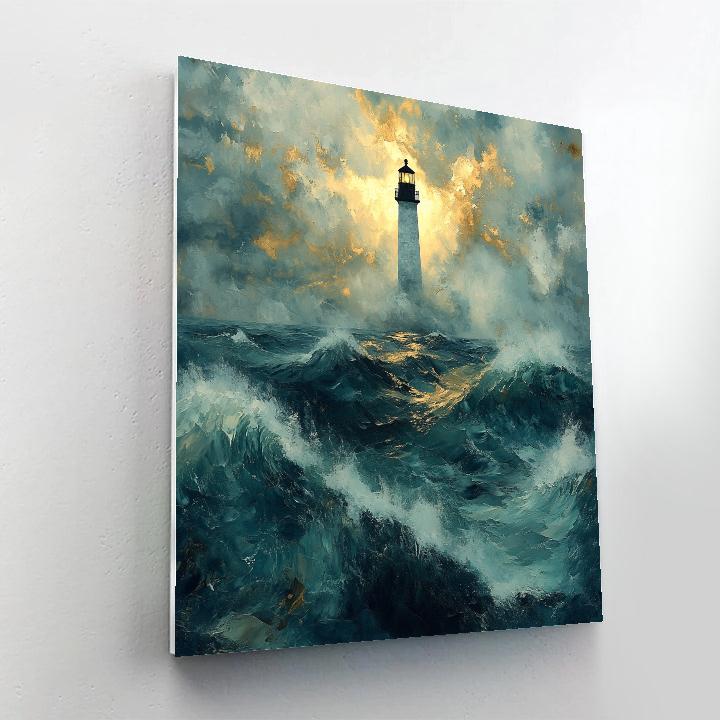 JMW Turner Inspired Stormy Sea With Distant Lighthouse paint by number