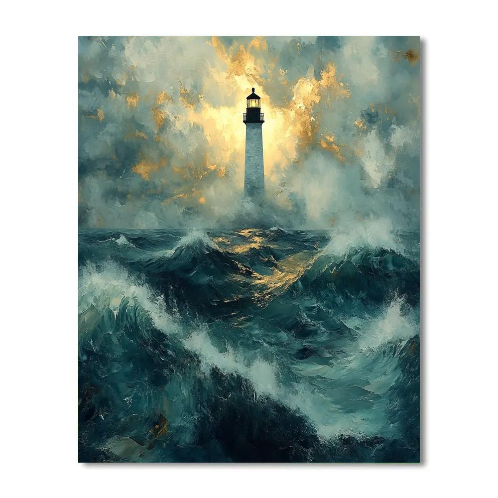 JMW Turner Inspired Stormy Sea With Distant Lighthouse paint by number