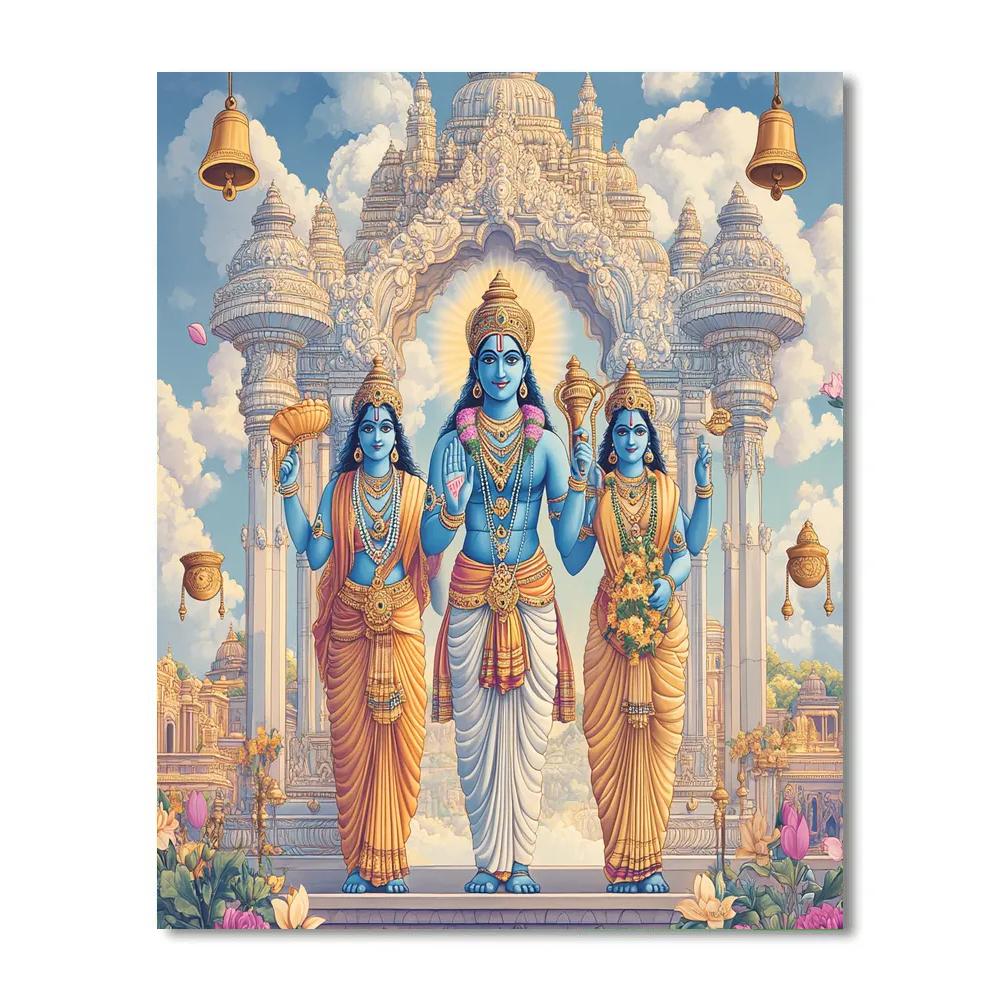 Vaikuntha Gatekeepers Beneath The Lotus Arch Paint by numbers art