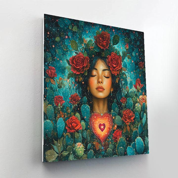 Frida Kahlo Inspired Portrait With Cosmic Heart Garden Painting by numbers kit