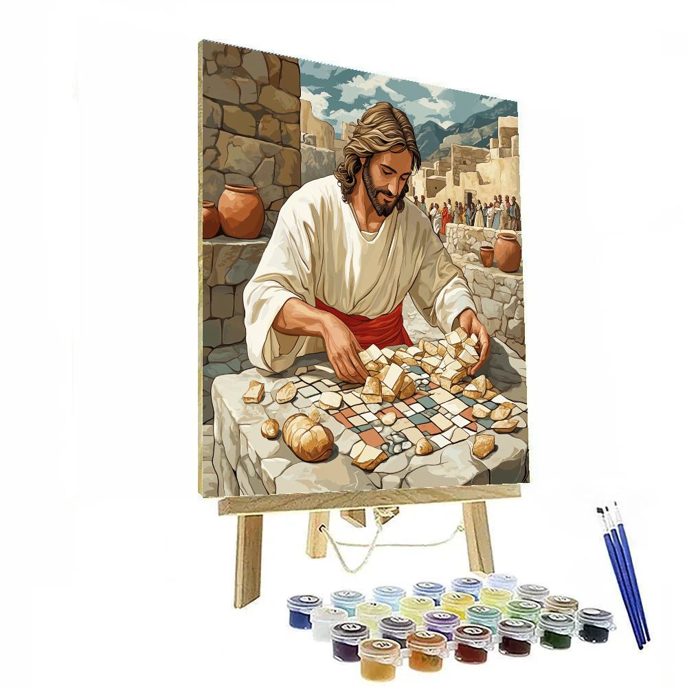Jesus Bread And Fish Mosaic Table Paint by numbers kits