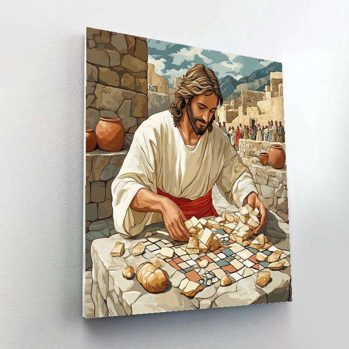 Jesus Bread And Fish Mosaic Table Paint by numbers kits