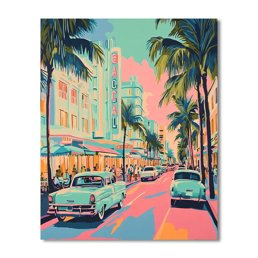 Art Deco Facades On Ocean Drive Miami Beach United States paint by color