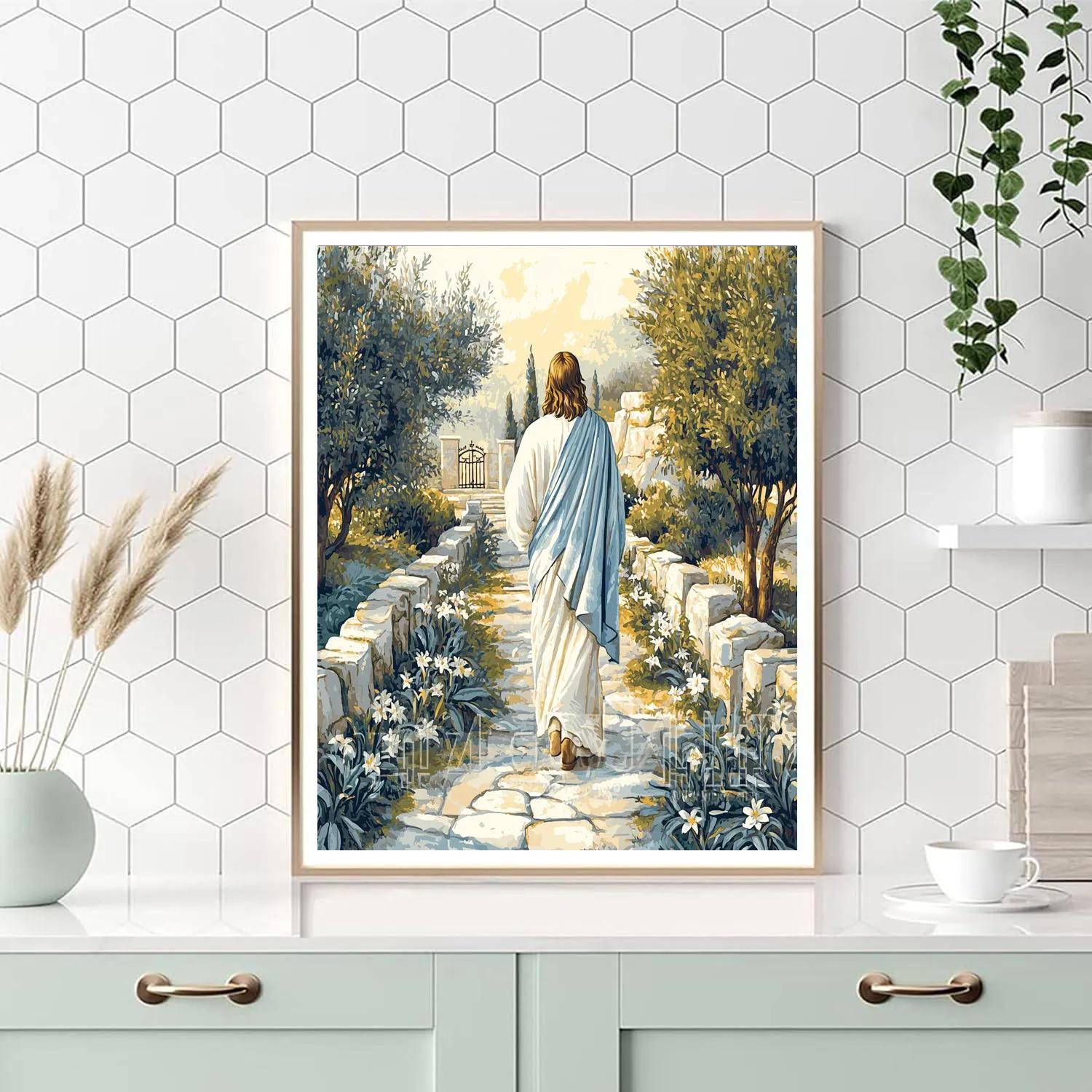 Garden Pathway Guided By Jesus painting number kit