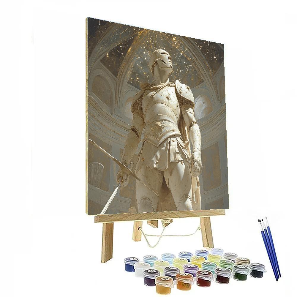 Michelangelo Inspired Marble Warrior Under Star Vault Paint by numbers art