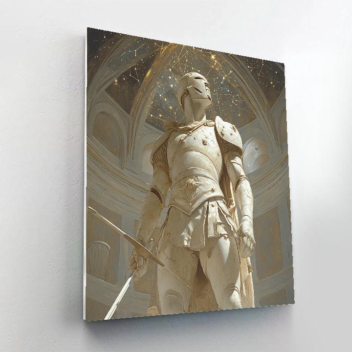 Michelangelo Inspired Marble Warrior Under Star Vault Paint by numbers art