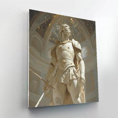 Michelangelo Inspired Marble Warrior Under Star Vault Paint by numbers art