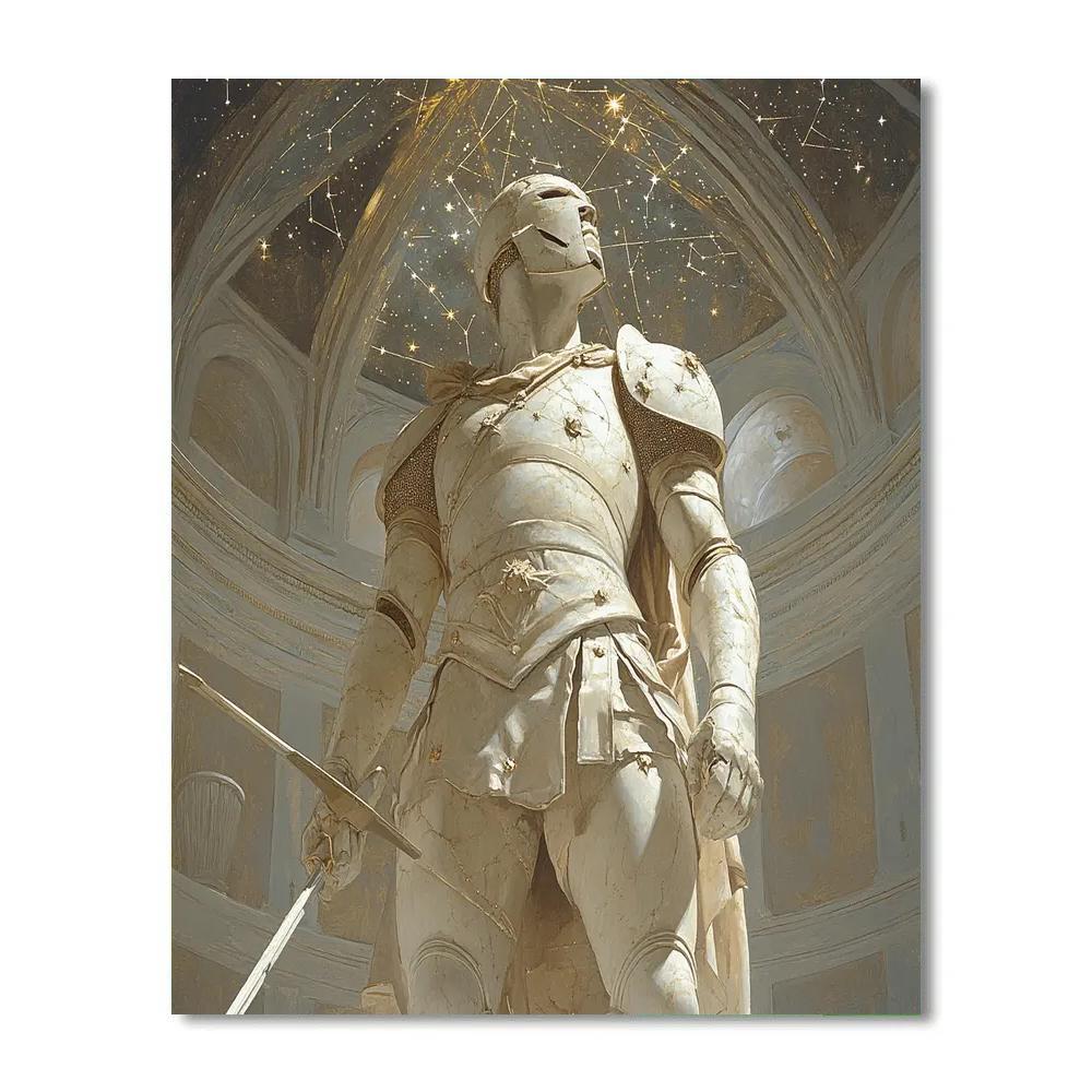 Michelangelo Inspired Marble Warrior Under Star Vault Paint by numbers art